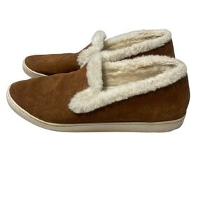 Birdies Swift Cognac Brown Suede Faux Fur Lined Slip On Sneakers Womens 9 Cozy